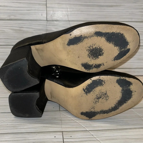 Marc Fisher Boots Black Satin Janie Zip Ankle Bootie Block Heel - Picture 9 of 9